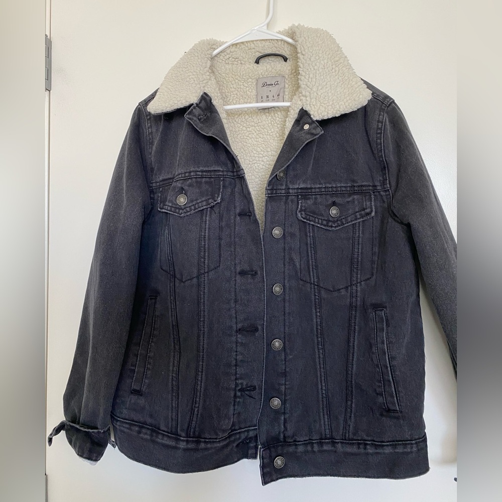 Black denim teddy jacket